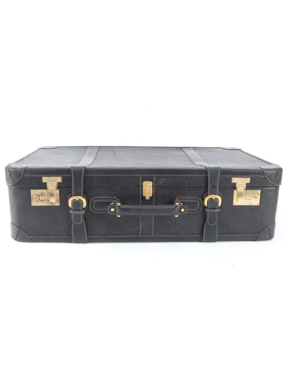 Gucci Vintage Leather Trunk Hardcase Bag Suitcase Black